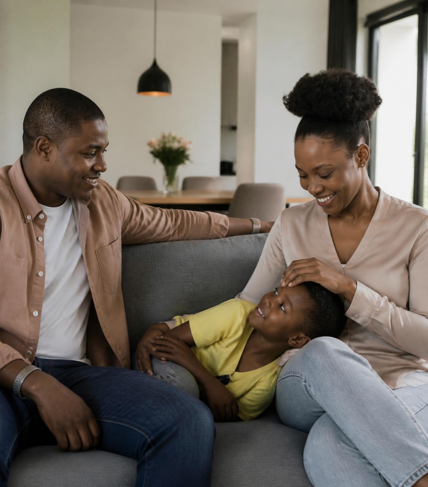 Família moçambicana num interior contemporâneo